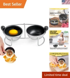 Stainless Steel Egg Poacher Insert, 2-Cup Nonstick Poaching Rack - Picture 1 of 8