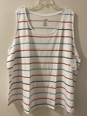 Sonoma Womens 4x White Striped Sleeveless Crewneck Cotton Tank Top NWT! A2948 - Image 1 of 4