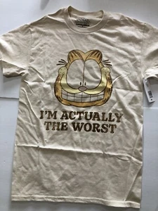 Mens Tshirt Nickelodeon Garfield Graphic "I'm Actually The Worst"Short Sleeve Sm - Picture 1 of 5