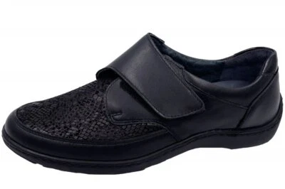 Waldläufer Damen Leder Halbschuh Schwarz H-Weite Lose Einlage 096H31-352-001