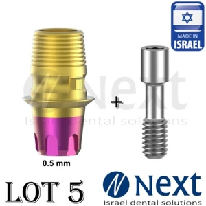 LOTx5 Abutment T-Base CAD/CAM MIS conical C1 V3 SP fit  HEX 0.5 mm colored - Picture 1 of 3