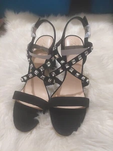 badgley mischka miriam black suede Sandal size 10 - Picture 1 of 6