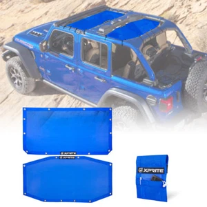 2 Piece Roof Mesh Sunshade Anti-UV Blue Front & Rear for 4 Dr Jeep Wrangler JLU - Picture 1 of 7