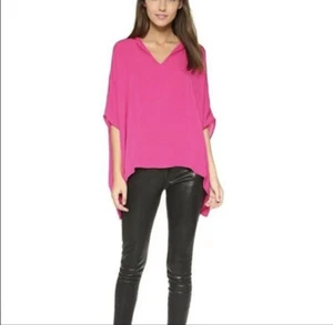 DIANE VON FURSTENBERG Women Kora Silk Top Size S Fuchsia Pink Relaxed 3-17 - Picture 1 of 11
