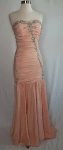 De Colección Hecho a Personalizado Lentellera Melocotón Gema Fruncido Sin tirantes Sirena Baile de graduación Vestido de Fiesta 6 - Imagen 1 de 8