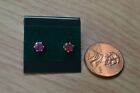0.34ct Pinkish Red Sapphire Solitaire Earrings Fine Sterling Silver 3.5mm Tiny