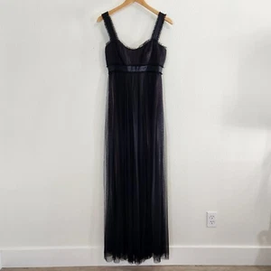 Badgley Mischka Silk Chiffon Dress 4 Black Formal Bridesmaid Event Evening Gown  - Picture 1 of 16