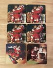 Vintage 1999 Coca-Cola Coke Santa Claus Christmas Set of 6 Square Coasters, 3.5"