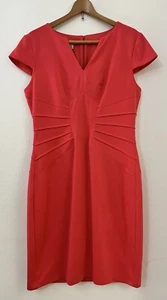 Dressbarn Red Cap Sleeve 1940s Retro Style Dress Size 14 Jersey Stretch - Picture 1 of 8