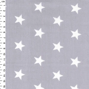 Cotton Fabric - Silver Grey & White Star Print - Craft Fabric Material Metre - Picture 1 of 3