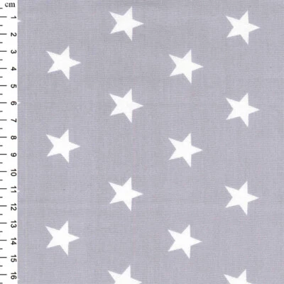 ROSE & HUBBLE Cotton Fabric - Silver Grey & White Star Print - Craft Fabric Material Metre