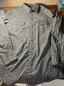 Men’s Wrangler Rancher Long Sleeve Gray Paisley Pearl Snap Shirt Size XLT - Picture 1 of 10