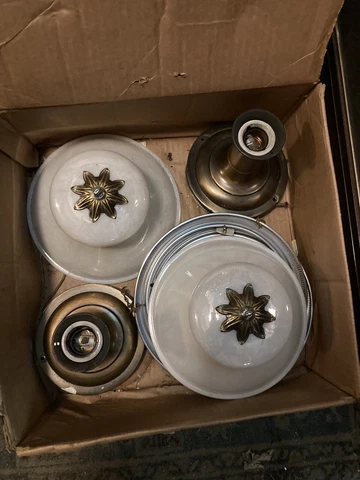 Great Pair Of deco light fixtures New Old Stock In Box Cover