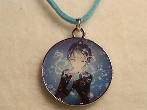 Blue Frozen Round Elsa Pendant on Suede Cord Necklace w/Lobster Clasp- Jewelry - Picture 1 of 4