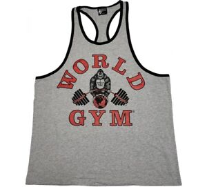 W316 World Gym Workout Ringer Tank Top Racerback Bodybuilding Gym Clothes