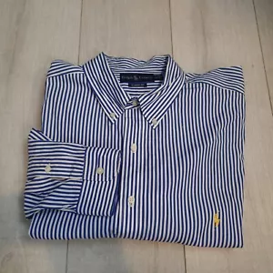 Ralph Lauren Mens 2XB Big classic fit Shirt Button Down Blue White Stripe - Picture 1 of 11