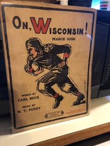 ON, WISCONSIN! MARCH SONG 1935 Sheet Music Football Badgers by Purdy & Beck - Picture 1 of 3