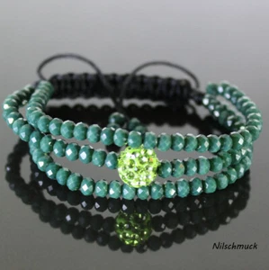 Damen Perlenarmband Tannengrün mit Kristall Perle verstellbar für Fraue - Bild 1 von 1