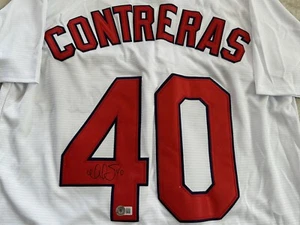WILLSON CONTRERAS ST LOUIS CARDINALS SIGNED WHITE JERSEY BECKETT BAS COA AUTO 2 - Picture 1 of 3