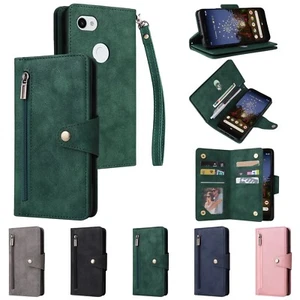 For Google Pixel 3a 4a XL 4 5 5a 6a 8a 9 Pro Zip Wallet Case Leather Flip Cover - Picture 1 of 17