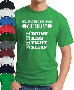 ST PATRICKS DAY CHECKLIST > Funny Slogan Novelty Irish Geek Nerd Men's Top - Picture 1 of 22