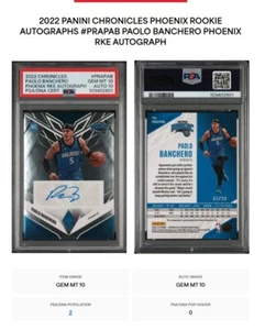 2022 Panini Chronicles Phoenix Paolo Banchero RC Auto /99 PSA 10 Dual Grade POP2 - Picture 1 of 4