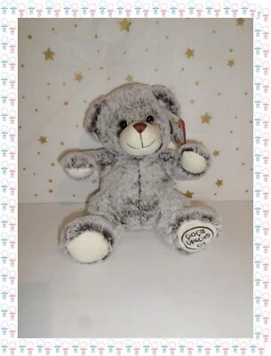 ㊳ - Doudou Peluche Ours Assis Gris Chiné Crème 24 Cm La Grande Récré - Photo 1/2