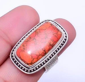 Red Turquoise Gemstone 925 Sterling Silver Ring S.7 R_9241_77_29 Valentine Gift - Picture 1 of 3
