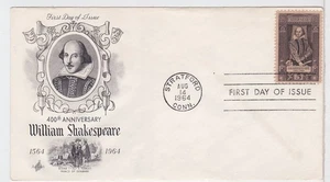 TurtlesTradingPost- William Shakespeare #1250- 1964 FDC Artcraft Cachet - Picture 1 of 1