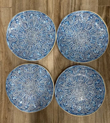 Juego de 4 platos de cena de melamina medallón azul 11” Cynthia Rowley Foto 1 de 4