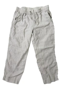 Pantalone donna LL Bean 100% lino pull on spiaggia viaggio casual beige taglia media 12T - Foto 1 di 8