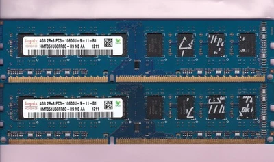 8GB 2x4GB PC3-10600 HYNIX HMT351U6CFR8C-H9 N0 AA DDR3-1333 Blue Desktop Ram Kit - Image 1 of 2