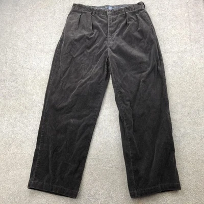 Vintage Polo Ralph Lauren Pants Mens 35x32 Gray Corduroy Pleated Straight Leg - Image 1 of 4