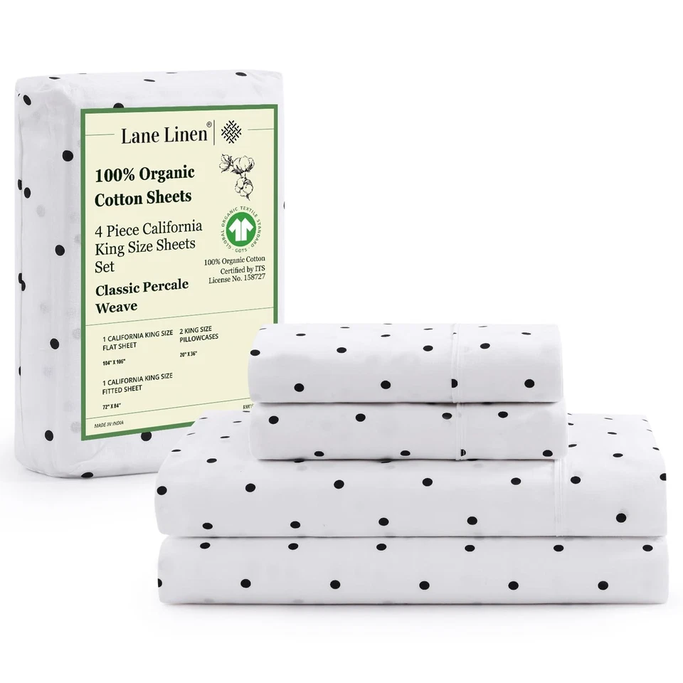 Conjunto de Lençóis LANE LINEN 100% Algodão Orgânico California King, 4 Peças Ultra Macio - Imagem 1 de 1