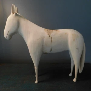 VTG. SIGNED LINVILLE BARKER HANDCARVED WOOD HORSE SCULPTURE / AMERICAN FOLK ART - Picture 1 of 22