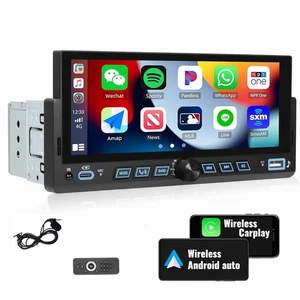 1 Din Car Stereo Wireless Apple CarPlay 6.86'' touchscreen Bluetooth Radio USB-C - Picture 1 of 22