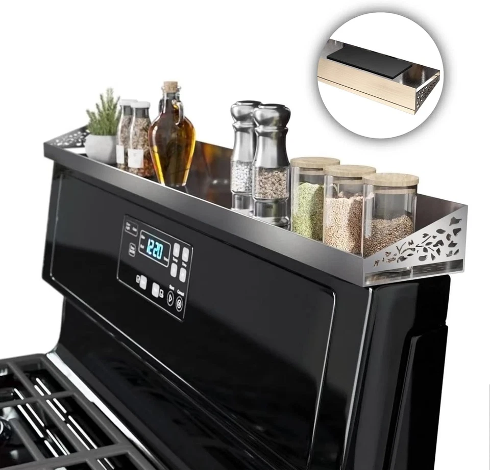 Estante superior magnético para estufa de 30" organizador de estante para especias de acero inoxidable #R036 Foto 1 de 4