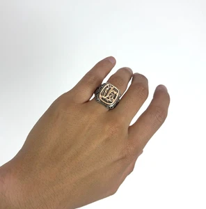 Men's ring made of 925 silver and gold, Ukraine, signet ring handmade vintage - Picture 1 of 13
