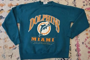 Vintage Lee Sport Nutmeg 1996 Miami Dolphins NFL Crewneck Sweatshirt Large Teal - Bild 1 von 8