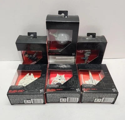Star Wars Titanium Black Series Death Star, Snowspeeder, B-wing, X-wings, Falcon - Image 1 of 4