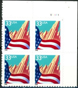 Flag Over City $.33 Denominated S/A Sheet Type MNH Scott 3278 Upper Right V1111 - Picture 1 of 2