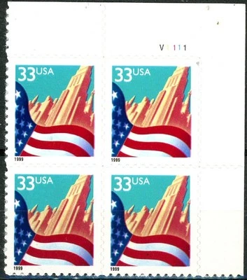 Flag Over City $.33 Denominated S/A Sheet Type MNH Scott 3278 Upper Right V1111 - Image 1 of 2