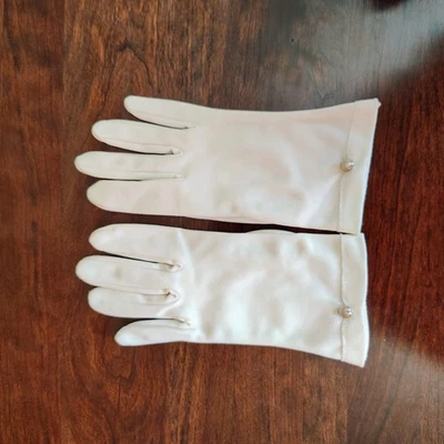 Guantes Marfil Niñas Años 50 De Colección - Botón Perla - 6.75 Flor Niña / Primera Comunión Foto 1 de 4