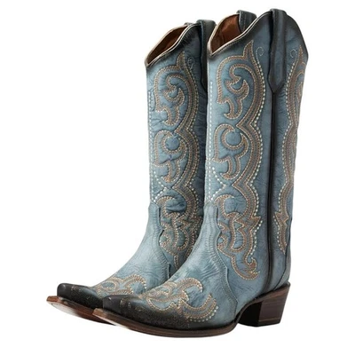Botas vaqueras occidentales Corral para mujer L5869 EE. UU. 6 M UE 36,5 puntada de cuero azul nuevas en caja Foto 1 de 4