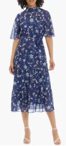 Nuevo con etiquetas Vestido Midi Maggy London Floral Manga Acampanada Azul Talla 4 - Imagen 1 de 1