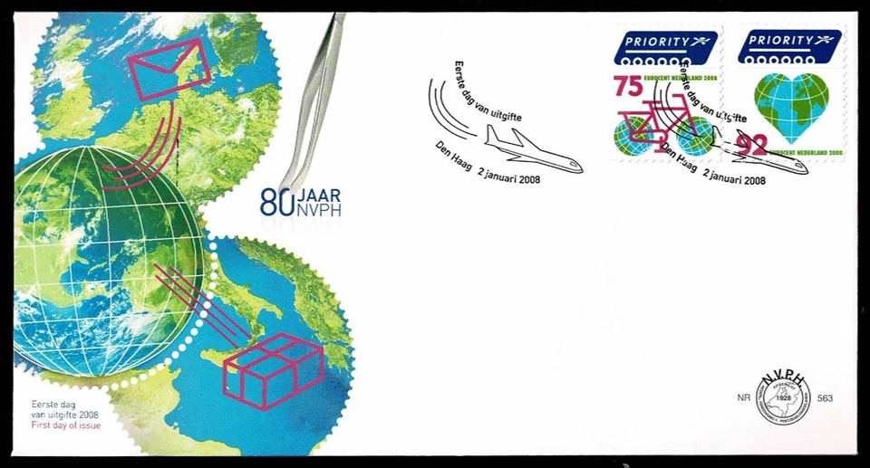 SG05 NETHERLANDS 2008 FDC Definitive Stamps: priority europe and ROW - Image 1 of 1