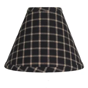 Lamp Shade 10 inch Black & Tan Windowpane Check Primitive Decor Ring Clip Top - Picture 1 of 7