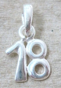 100% REAL sterling silver SMALL "18" Pendant/Charm Women Teen - 925 STAMPED - Bild 1 von 5
