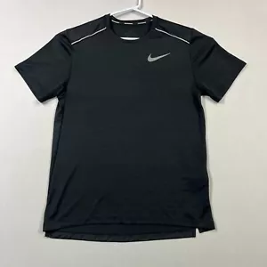 Nike Running Black Miler Lightweight Dri-Fit Gym Training T Shirt Mens Small S - Picture 1 of 12