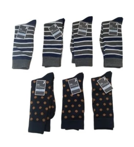 New 7 Pairs Men's Dress Socks Fashion Casual Crew Multi Color Pattern Size 6-12 - Picture 1 of 3